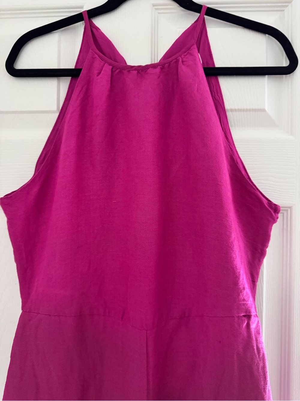 Anthropologie Fuchsia Halter Wide-Leg Jumpsuit with Lace Trim - Picture 7 of 11